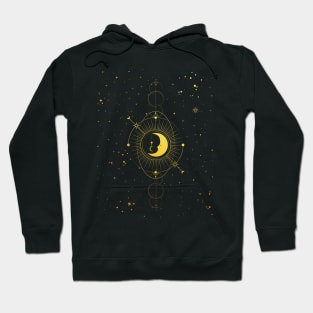 Cosmic Waxing Crescent Moon Gold Texture Hoodie